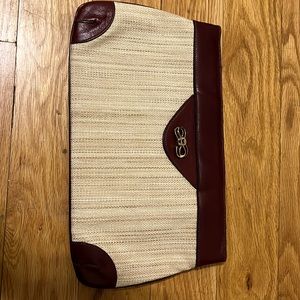 Indian Summer into Fall!  Beautiful Burgundy/Woven Aigner Clutch. Org Mirror!
